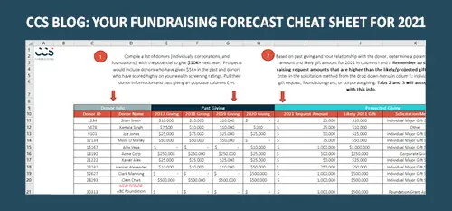 Preview of CCS Fundraising blog: Your Fundraising Forecast Cheat Sheet for 2021